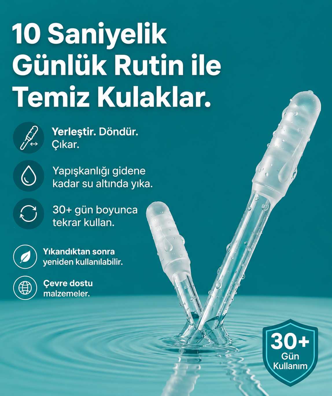 Kulasis™ - Yapışkan Uçlu Yıkanabilir Kulak Temizleme Çubuğu
